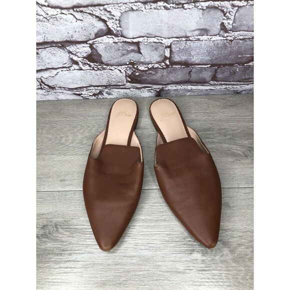 J Crew Brown Leather Pointed Toe Slip On Mules Flats Shoes Women Sz 8.5M US/39EU - Picture 16 of 16